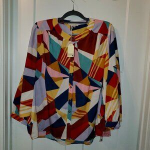 BNWT Jodifl Los Angeles  Multicolor Abstract Blouse- Size Large